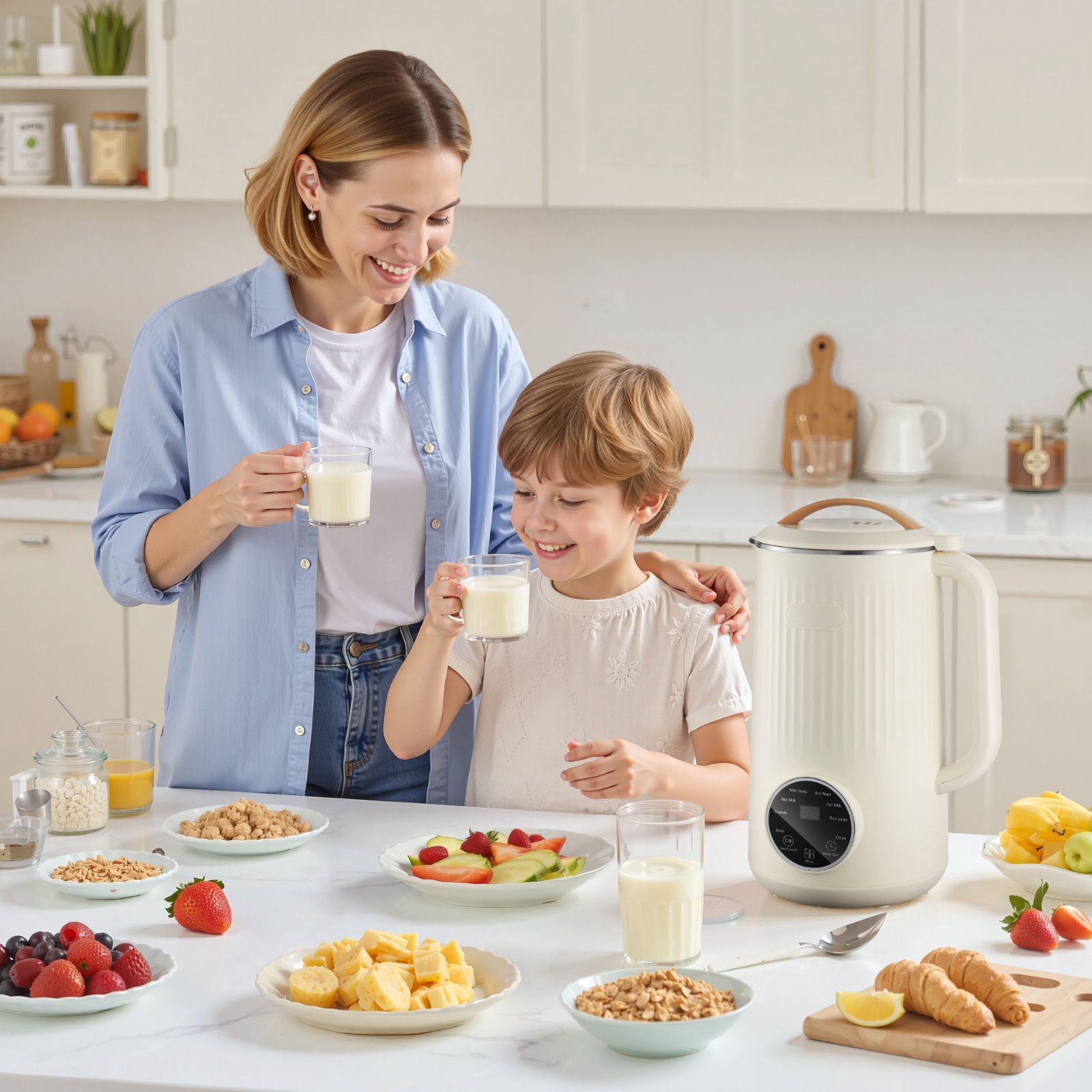 8-in-1 Nut Milk Maker 34 oz Capacity 10 Blades Soundproof Cover Self-Cleaning for Soy Almond Oat Milk
