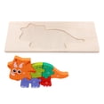 thumbnail image 2 of Rompecabezas de madera para niños, dinosaurios, interactivo, 3D, colores, juguete de aprendizaje cognitivo. Triceratops, 2 of 9