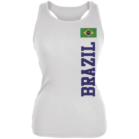 World Cup Brazil White Juniors Soft Tank Top - Medium