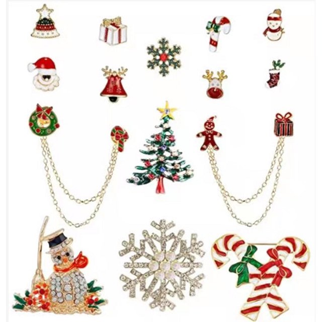 15 Piezas Broches de Navidad para Elementos de Navidad Broches Árboles de Navidad Papá Noel Muñeco de nieve JAMW Sencillez