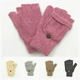 thumbnail image 4 of Unisex Wool Fingerless Flip Gloves Pop-Top Mittens – Khaki, Insulated for Cold Outdoor Weather, 4 of 6