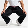 thumbnail image 6 of Aezemi Men Straight Leg Running Pants Fashion Outdoor Elastic Waist Drawstring Workout Long Trousers with Pockets Winter Fall Sports Exercise Trendy Comfy Casual Bottoms XXL, 6 of 7