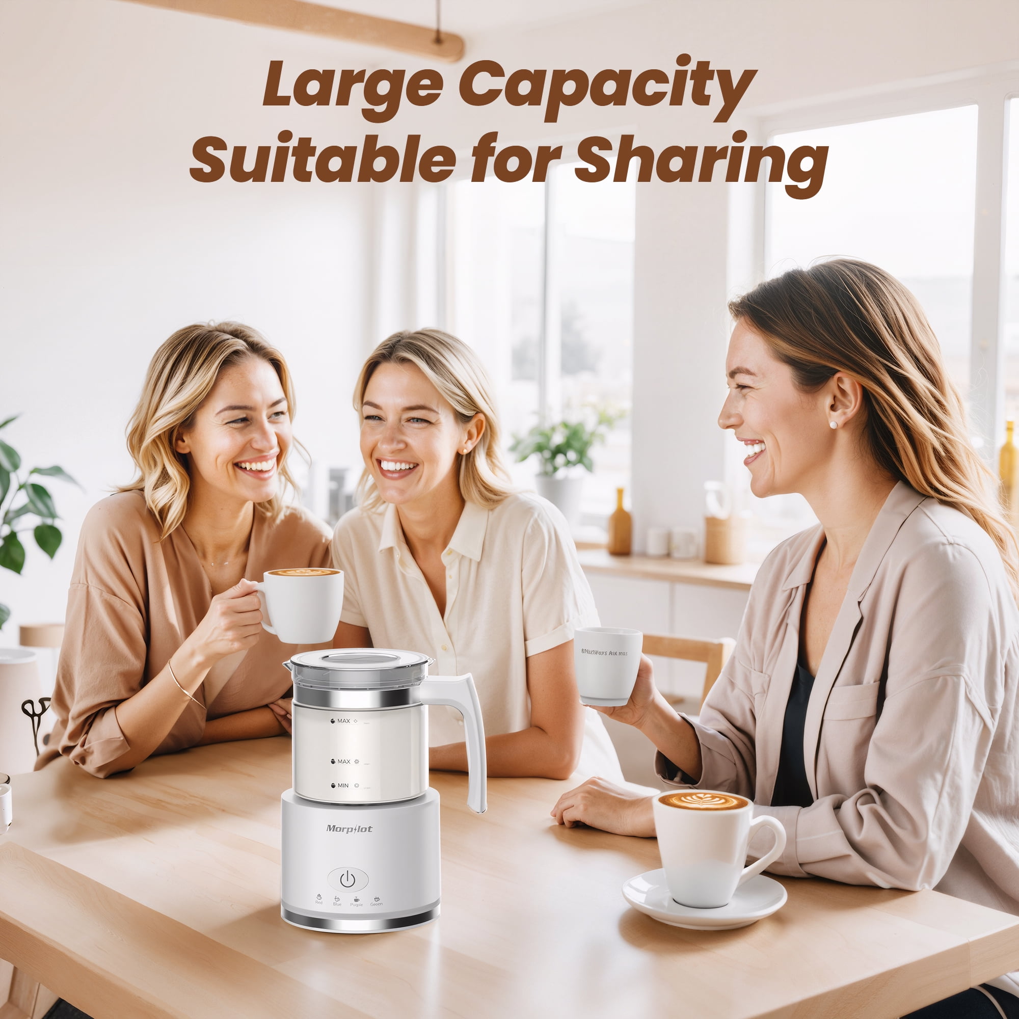 Electric Milk Frother, 500ML Automatic Frother in Glass, Milk