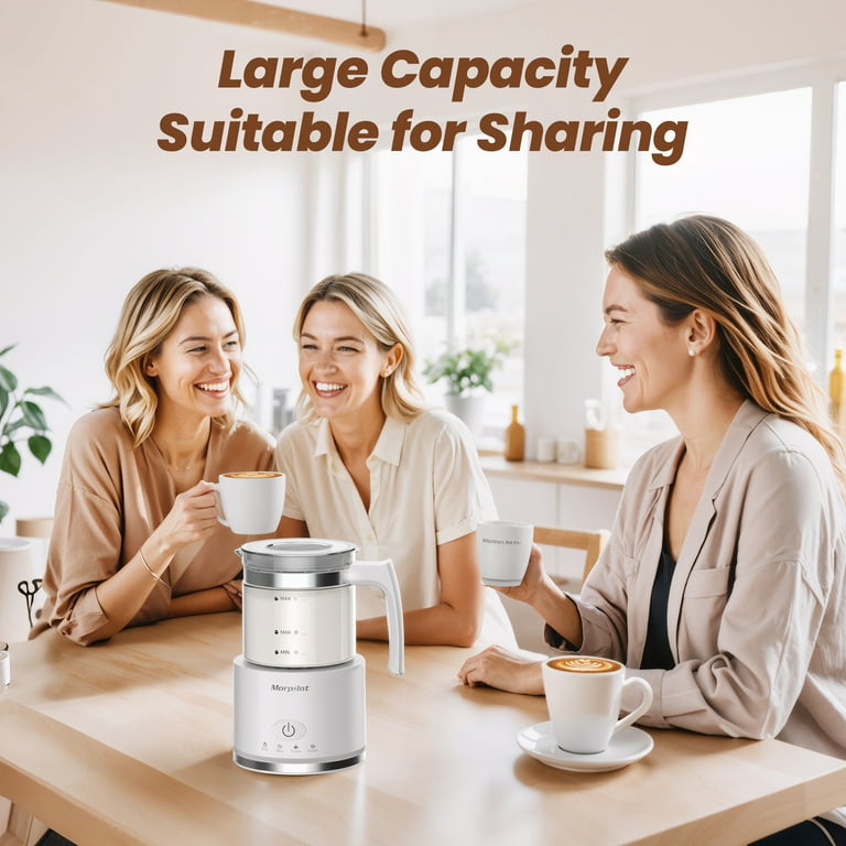 Morpilot Electric Milk Frother, 500ML Glass Frother, 4-in-1 Milk