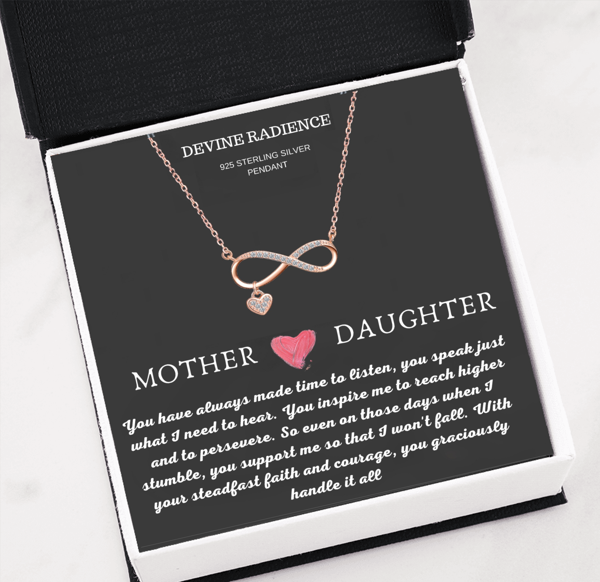 925 Sterling Silver Womens Infinity Necklace-Rose Gold Mother Daughter ...
