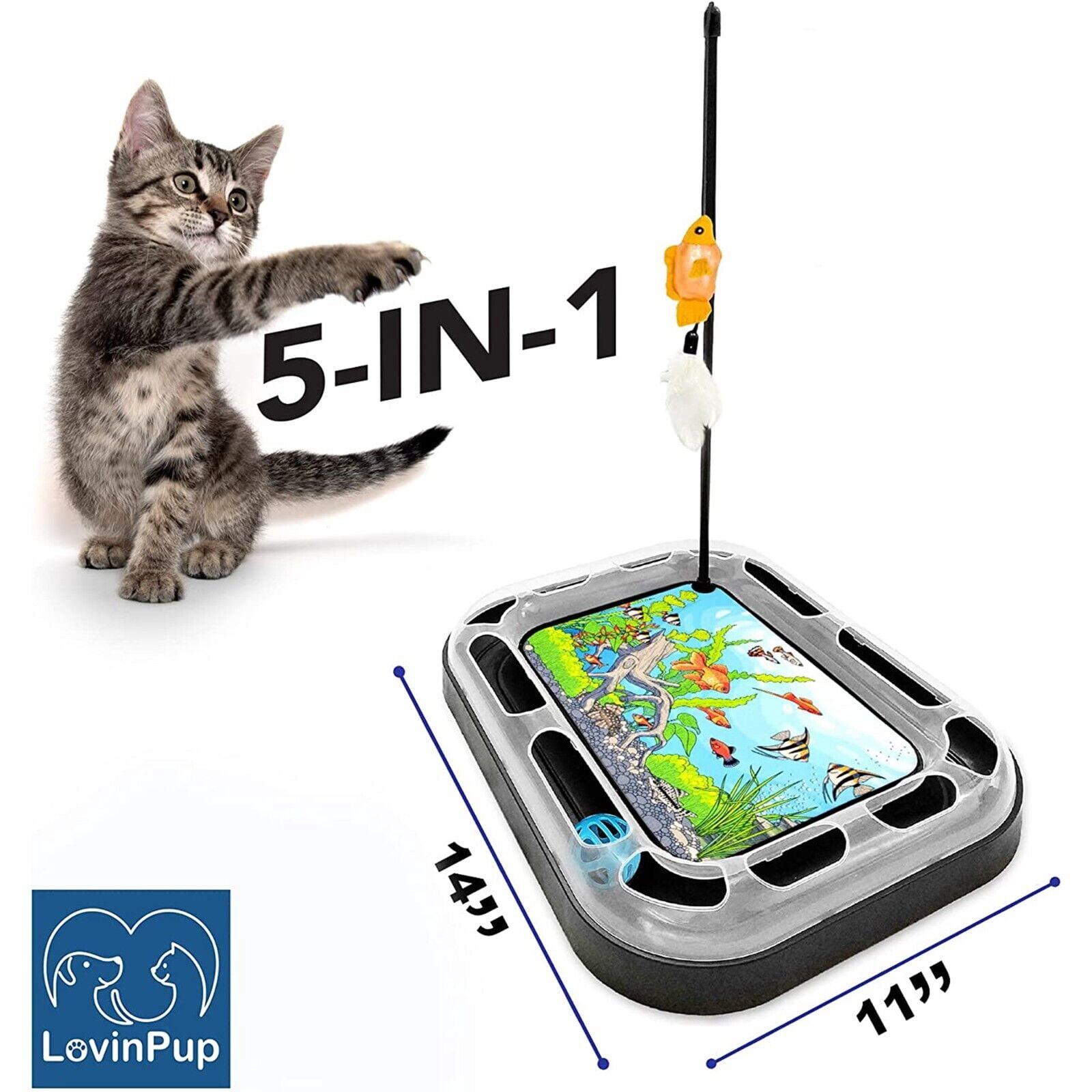 Cat Scratcher Toy with Scratching Board and Fish Aquarium Design