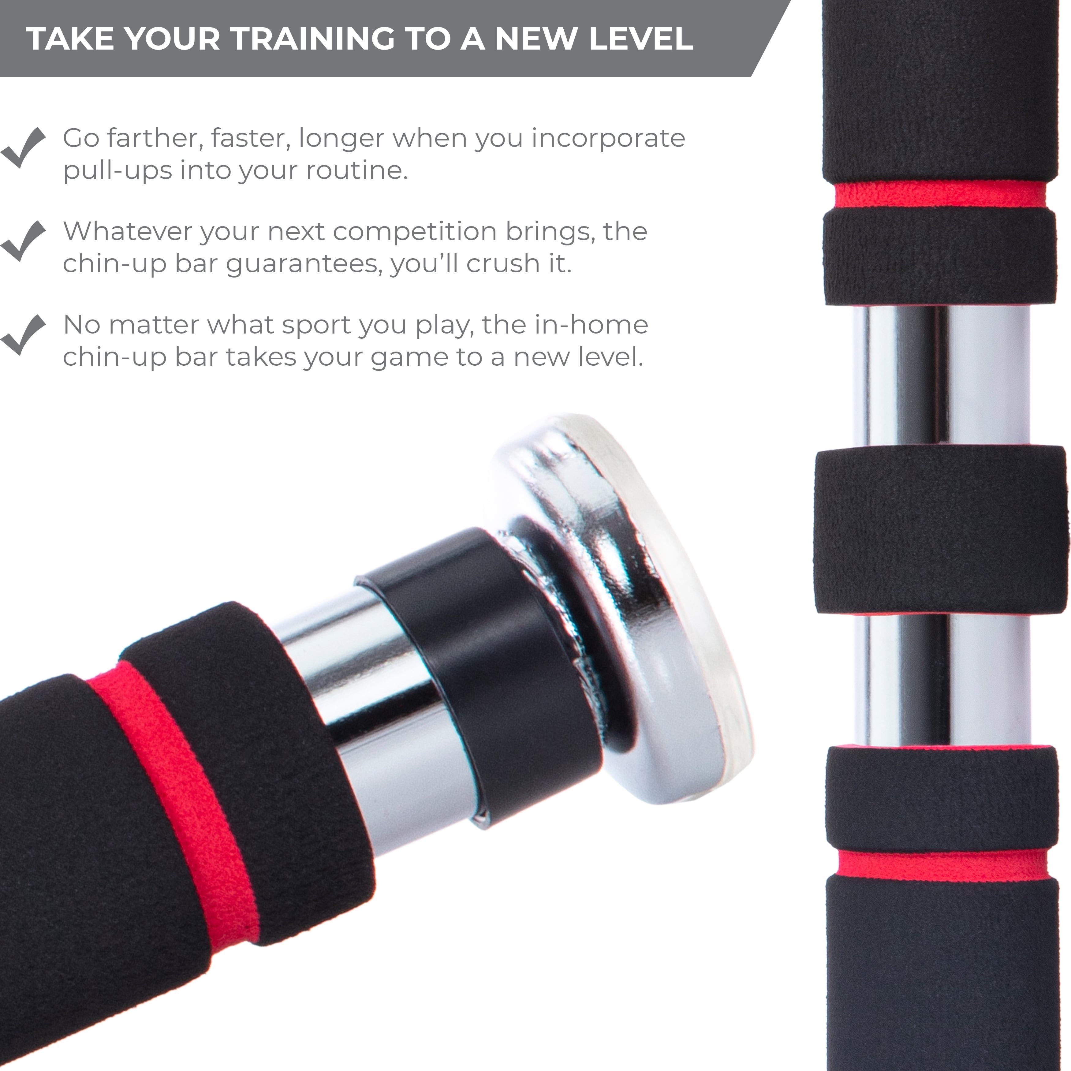 Iron Chin Up Bar Sraight Version - Pull Up Bar for In-Home Fitness - Mounts in All Residential Doorway - Get Strong Fast Without Going to the Gym - Whole Body Exercise for Toning and Strength