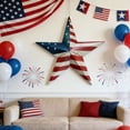 thumbnail image 5 of FEOLGEHLY 4th of July Decorations, Red White Blue Wooden Star Ornament, 11.8 Inch Patriotic USA Flag Indoor Outdoor Hanging Decor, Wall Door Porch Accent for Independence Day Veterans Day Home Decor, 5 of 7