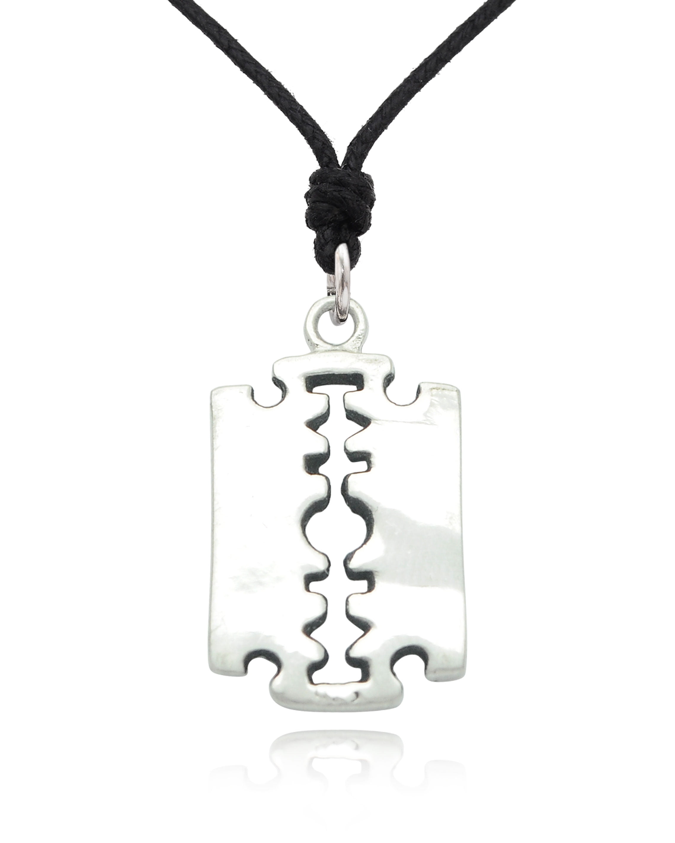 Size M New Razor Steam Punk Emo Gothic Silver Pewter Charm Necklace