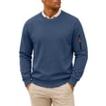 thumbnail image 3 of Thousandth Men's Zipper Pocket Sweatshirt Trendy Athletic Crewneck Top Functional Long Sleeve Pullover with Utility Sleeve, 3 of 10