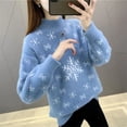 thumbnail image 2 of Prendas de punto de medio cuello alto para mujer, suéteres de felpa de imitación de visón con copos de nieve de Navidad, Jersey nuevo, Otoño, Invierno, 2024, 2 of 4