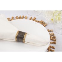 Fennco Styles Sousplat Collection Farmhouse Gold Rim Galvanized Napkin Rings, Set of 4 – Graphite Metal Napkin Holders for Banquets, Family Dinners, Special Events and Table Décor