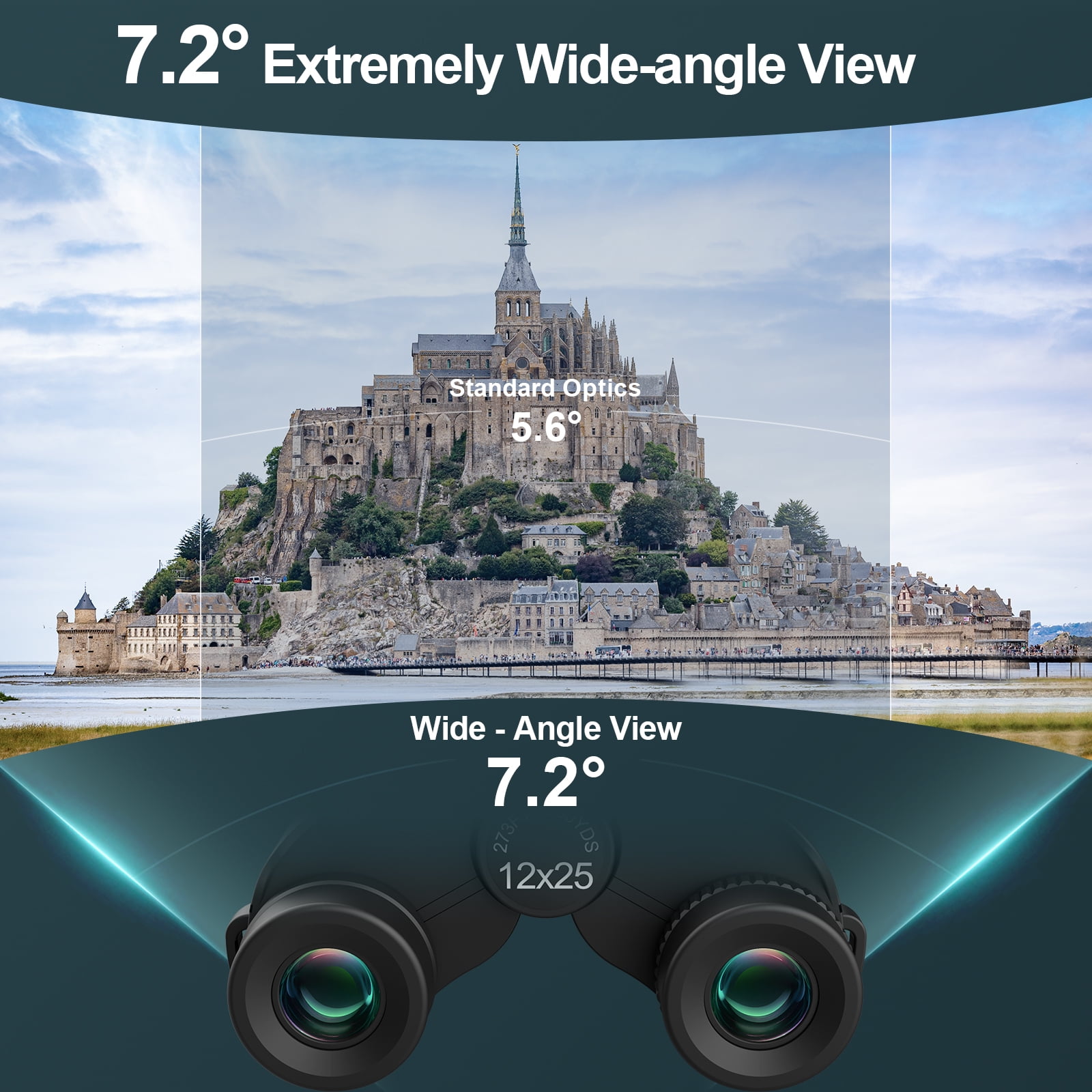 Deesoo 12x25 Compact Binoculars, Lightweight and Easy-Focus with Low Light Vision for Birdwatching, Hiking, Concert & Wildlife