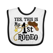 Inktastic Yes, This is My 1st Rodeo Cowboy Hat with Red Band, Lasso Boys or Girls Baby Bib