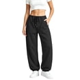 thumbnail image 3 of Jogger Sweatpants for Women Barrel Drawstring Loose Fit Track Pants Casual Elastic Waist Pants with Pockets Trendy Fall Outfits Lounge, 3 of 7