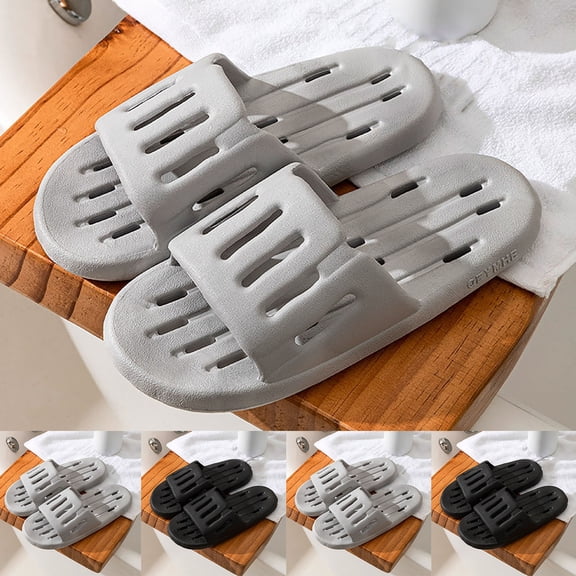 Miluxas Shower Shoes Slide for Men and Women Holes Bath Slipper Bathroom Sandal Pool Gym College Dorm Non-Slip Gray 10-10.5(44)