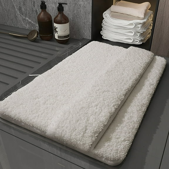 Hmgxay Bathroom Rug, 12"x16" Soft Bath Mat, Non-Slip Shower Mat, Water-Absorbent Bathroom Carpet, Machine-Washable Floor Mat(Beige)
