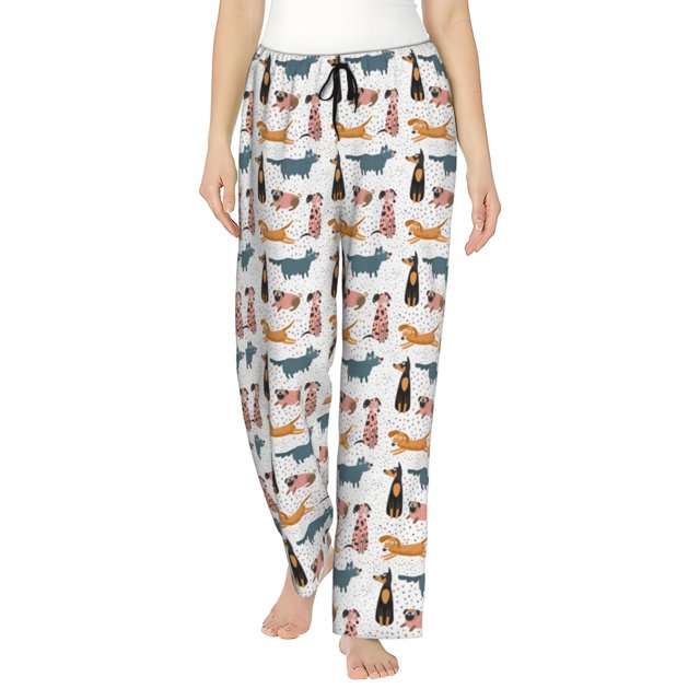 Balery Dogs Pug Pantalones de pijama para mujer, pijamas ultraligeros, pantalones de estar por casa-XX-Large