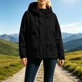 thumbnail image 6 of IUYRTFE Women's Hooded Windbreaker Jacket with Zipper and Snap Button Placket Lightweight Water Resistant Outdoor Coat for Hiking Travel and Daily Wear, 6 of 9