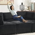 thumbnail image 4 of Modern Minimalist Corduroy 6-Seat U-Shaped Modular Sofa 220cm with Reversible Chaise, Fit for Living Room, 4 of 22