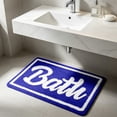 thumbnail image 6 of KOYPTL Waffle Bath Mat Boho Flocked Bath Rug Absorbent Non Slip Ultra Soft Bathroom Mats Machine Washable Knit Bath Rugs with Bath Letter for Bathroom Bedroom Kitchen Tub 16*24" Blue, 6 of 6