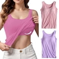 thumbnail image 2 of SNOWSONG Shelf Bra Tank Tops for Women Women's Stretch Camisole with Chest Pad Vest Underwear, Camisoles with Built in Bra, Plus Size Camisoles, Tank Tops for Women 2Pcs Vest Rose Gold 4XL, 2 of 6