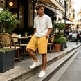 thumbnail image 4 of Resicozy Mens Athletic Shorts Quick Dry Elastic Waist Gym Workout Lightweight Stretch Shorts with Pockets Saffron M, 4 of 6