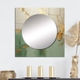 thumbnail image 1 of Designart "Gold Pottery In Green Minimalism" abstract spirals Square Mirror Wall Decor Modern - Large Green Square Bathroom Mirror - Square Printed Wall Mirror Art, 1 of 5