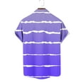 thumbnail image 4 of Penkiiy Men Casual Fashion Turndown Collar Stripe Printing Short Sleeve Button Shirt Tops Blouse XL Purple, 4 of 4
