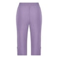 thumbnail image 6 of ZQUUVOU Women's Capris Pants Cropped Leisure Pants Solid Color Sweatpants Yoga Pants Purple, 6 of 6