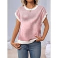 thumbnail image 6 of Women'S Sweater Vest Striped Pullover Tank Top Round Neck Cap Sleeve Summer Casual Clothes Red XL, 6 of 10