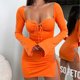 thumbnail image 2 of Vestido ajustado para mujer Vestido ajustado de manga larga Corte lateral Ropa de fiesta de corte bajo Hugtrwg Para estrenar, 2 of 7