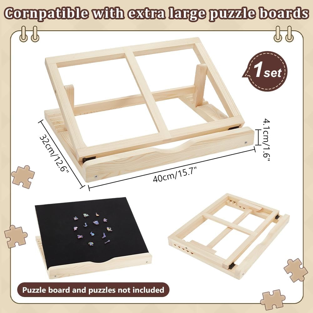 Board Stand with 3 Adjustable Tilt Angles 15.7x12.5 inch Wood Easel Large Wooden Holder Portable Wooden Stand Horizontal Wooden Bracket for Table Adults Activities Birthday Mixed Color