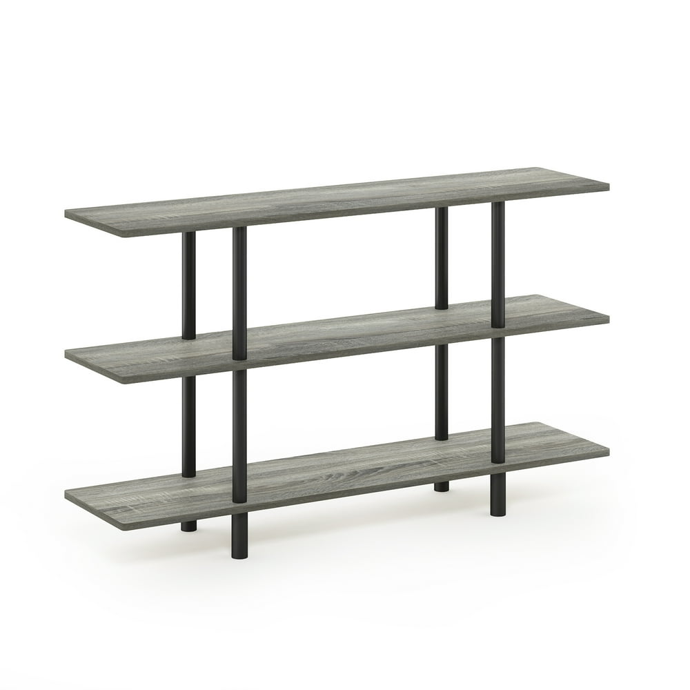 Furinno TurnNTube 3Tier Wide Display Shelf, French Oak Grey/Black