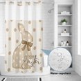 thumbnail image 4 of No Hook Shower Curtain with Built-in Rings - Happy Easter Washable Waterproof Fabric Bathroom Curtains for Hotel,Rentals, Stall 54 X 78 Inch , Bow Bunny Brown Polka Dots, 4 of 9