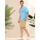 thumbnail image 4 of Lars Amadeus Camisa de patchwork de playa con botones y manga corta con estampado hawaiano para hombre Azul M Unique Bargains Camisa, 4 of 6