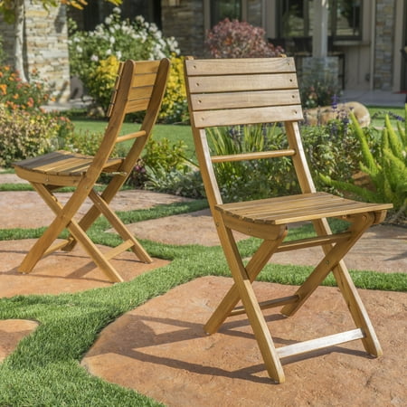 Soft Natural Bristles Floor Tool - Bristle Outdoor Acacia Wood Foldable Dining Chairs, Set of 2, Natural Finish