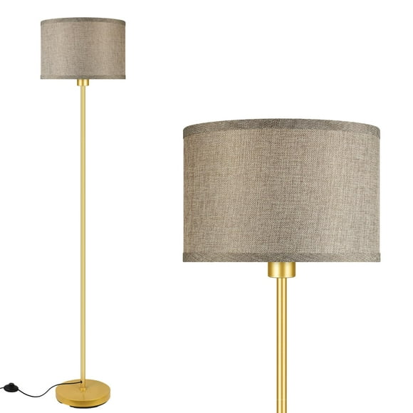 Lámpara de pie BoostArea Gold 148 cm con pantalla de yute