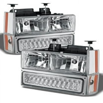 AKKON - For Chevy C/K Series Silverado Suburban Tahoe Pickup Truck Chrome Housing Headlight   LED Bumper   Corner Light Set
