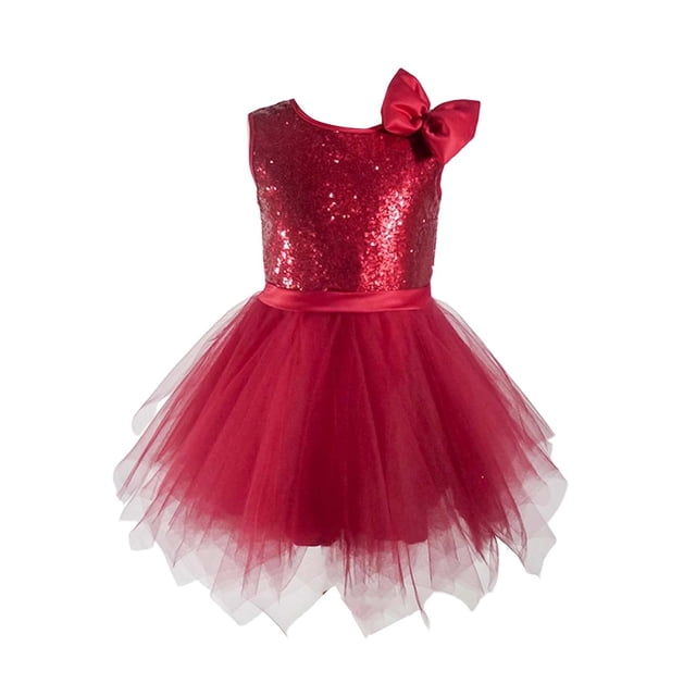HXWCHs Robe en Tulle Filles Couleur Unie Sans Manches Robe de Soirée avec Col Rond et Jupe Fluide pour Spectacles Vin 8-10 Ans
