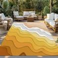 thumbnail image 3 of Fsddascl Yellow Coastal Beach Outdoor Rug for Patio/Deck/Porch, Non-Slip Large Area Rug 4 x 6 Ft, Farmhouse Simple Sea Waves Lines Indoor Outdoor Rugs Washable Area Rugs, Camping Rug Carpet, 3 of 5