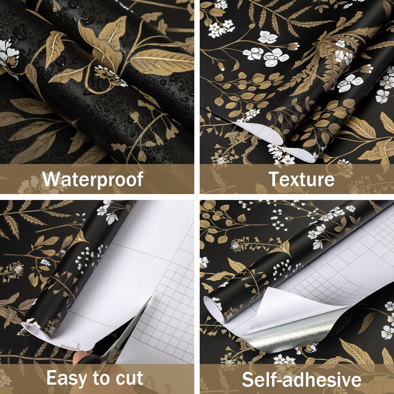 Abyssaly Peel and Stick Wallpaper Leaves Wallpaper 17.7" x 118" Self-adhesive Removable Contact Wall Paper Waterproof for Home Decor Bedroom Living Room Kitchen Countertop Closets
