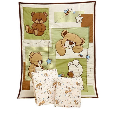 Little Bedding by NoJo - Dreamland Teddy 3pc Portable Bedding Set Collection - Value Bundle