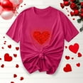 thumbnail image 2 of FDGIU ‌Women's Love Heart Graphic Tee - V-Neck Valentine T-Shirt Comfy Casual Blouse Gift, 2 of 5