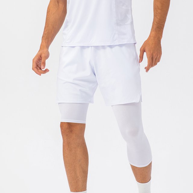 Yoga Full Length Pants, Mens One Leg Sports Close Fitting Running Elastic Quick Dry Solid Color Cropped Pants Yoga Trousers
