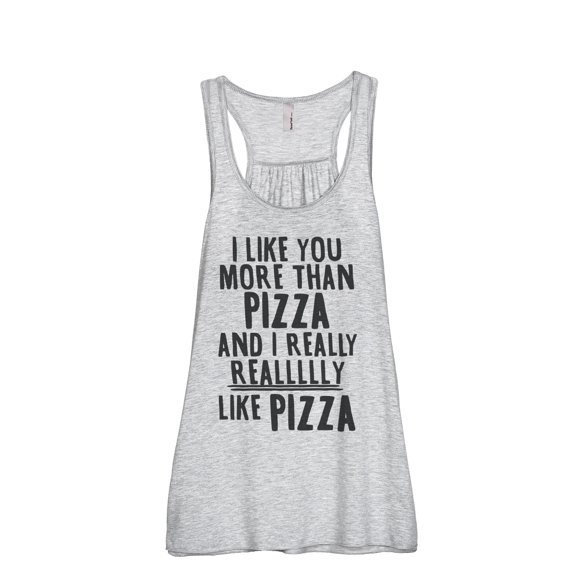 Thread Tank More Than Pizza Women's Sleeveless Flowy Racerback Tank Top Sport Grey X-Large