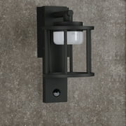 Inowel Motion Sensor Porch Light Black Outdoor Wall Lantern Fixture with GX53 LED Bulb Exterior Round Wall Mount Light for Patio Garage Front Door