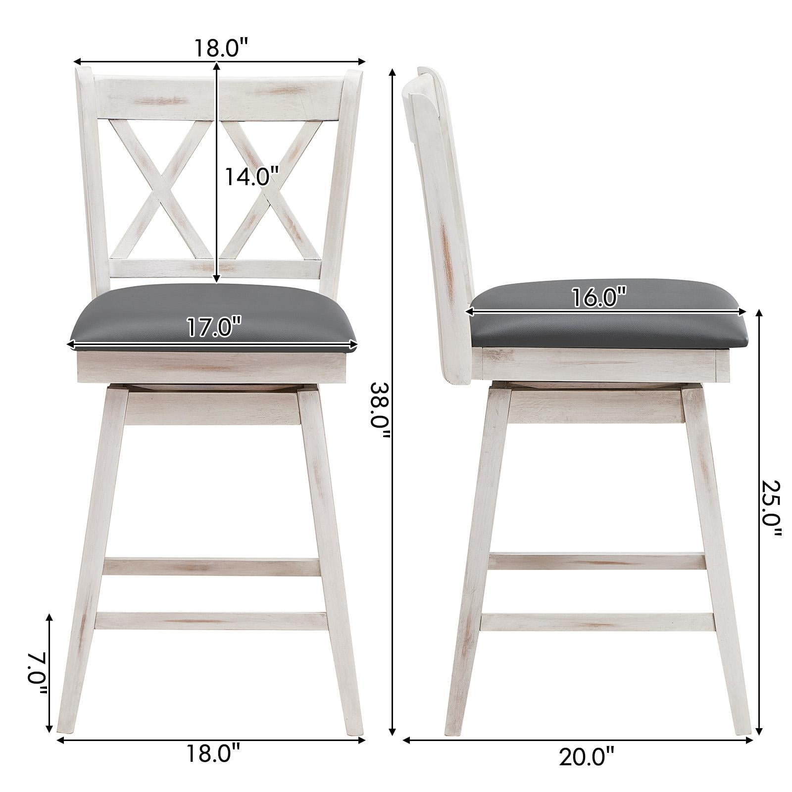 Giantex Round Swivel Low Back Pedestal Bar Stool, Antique White/Black (Set of 4)