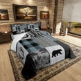 thumbnail image 3 of Erosebridal Hunting Bear Bedding Twin Comforter Set, Farmhouse Wildlife Down Comforter, Patchwork Plaid Decor, 2pcs, 3 of 8