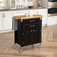 thumbnail image 3 of Homestyles Dolly Madison Engineered Wood Kitchen Cart in Black/Natural Maple Top, 3 of 20